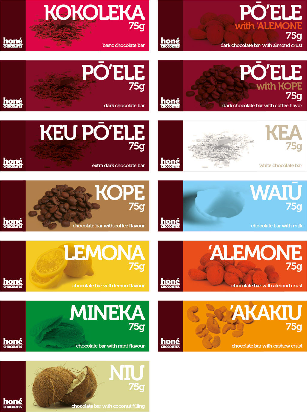 Honé Chocolates - Packaging Cover Designs